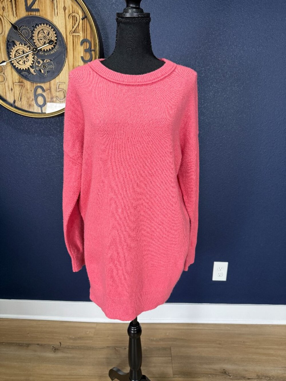 Open Edit Pink Oversized Side Slit Sweater Tunic | S